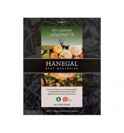 Fies grønne vegetariske lasagnette, Hanegal, Øko, Færdigmad