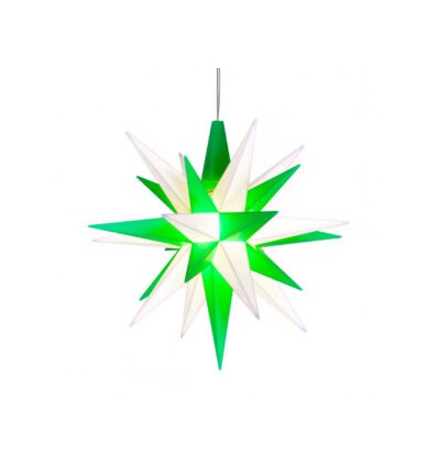 13 Grøn/Hvid Plast LED - Herrhuterstjerne
