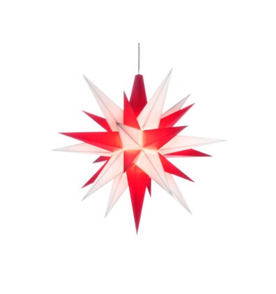 13 cm Rød og Hvid - Plast usamlet med LED - Herrnuterstjerne