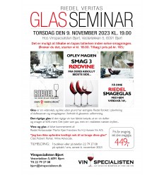 Billet tilRiedel Veritas Glas-seminar i Bjert Gamle Brugs, 1 pers - ONSDAG 11. SEPTEMBER 2019 kl. 18.30-20.30