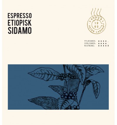 Espresso Etiopisk Sidamo Fairtrade kaffe, helebønner, 250 gram